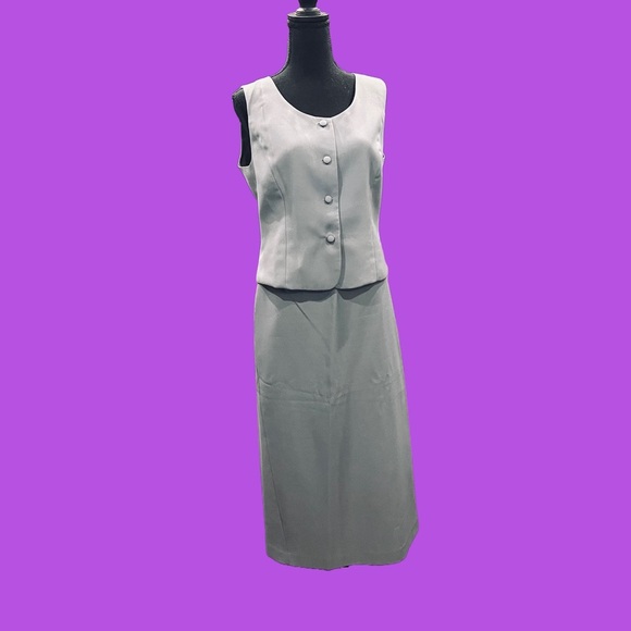 Danny & Nicole Vintage 90’s Light Grey 3-Piece Skirt Suit Set Size 10 - Picture 3 of 13